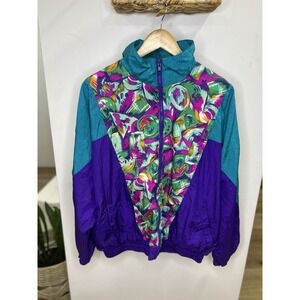 Vintage Westside Lined Windbreaker Nylon‎ Jacket Mens  Size Large Colorblock